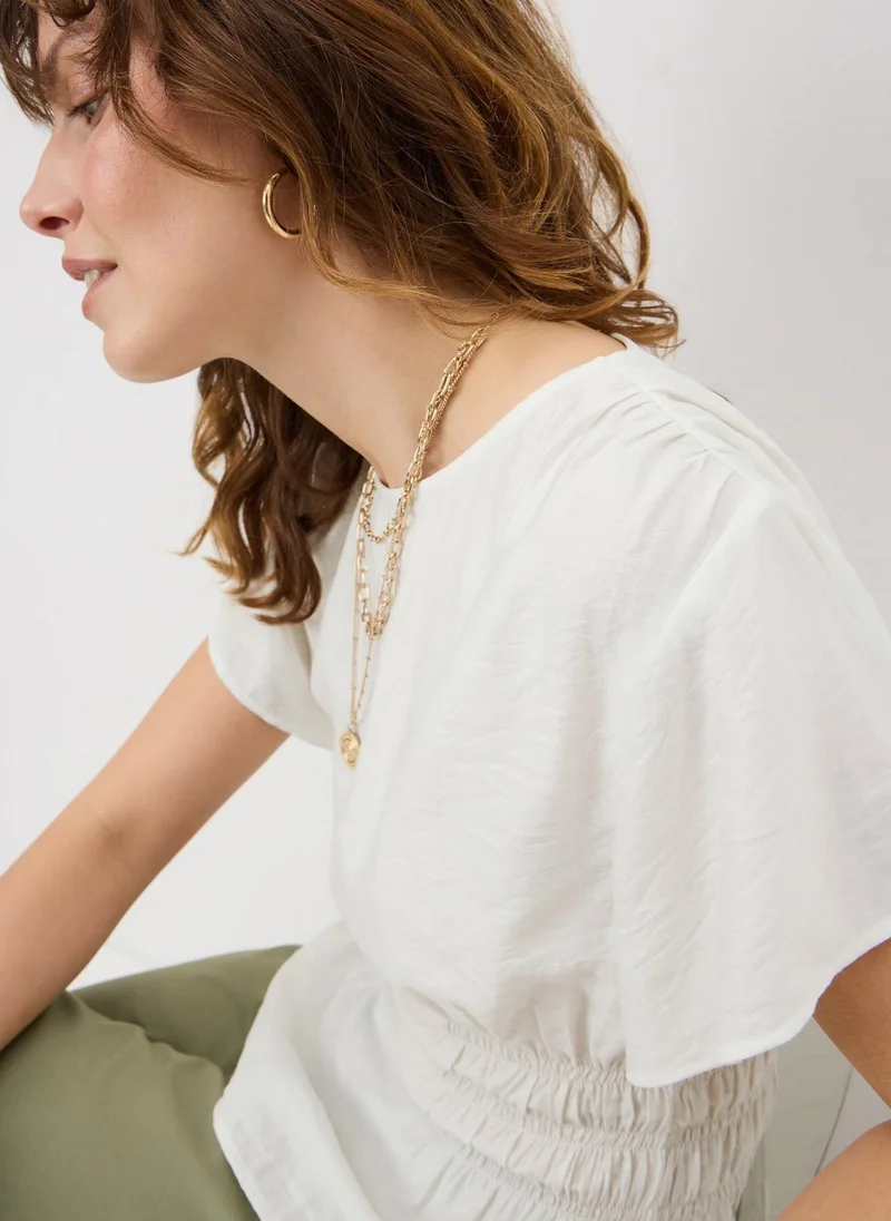 ماتلان Cream Cinched Waist Blouse