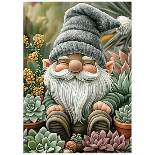 Artinhand Great Jigsaw Puzzles for Adults 1000 Pieces Gnome Succulents Wooden Challenging Puzzles Gift for Friends Family Home Decoration Puzzle - Image 1