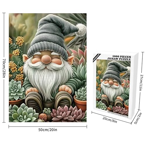Artinhand Great Jigsaw Puzzles for Adults 1000 Pieces Gnome Succulents Wooden Challenging Puzzles Gift for Friends Family Home Decoration Puzzle - Image 5