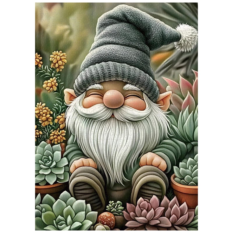 Artinhand Great Jigsaw Puzzles for Adults 1000 Pieces Gnome Succulents Wooden Challenging Puzzles Gift for Friends Family Home Decoration Puzzle - Image 3