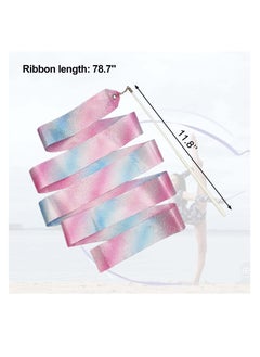 SUNSAR 2pcs Rhythmic Dance Ribbons, 200CM/78.7 Inch Gymnastics Ribbon Dancer Wand Dancing Ribbon Streamers for Kids, Fits Artistic Dancing Gymnastics,  - Image 2