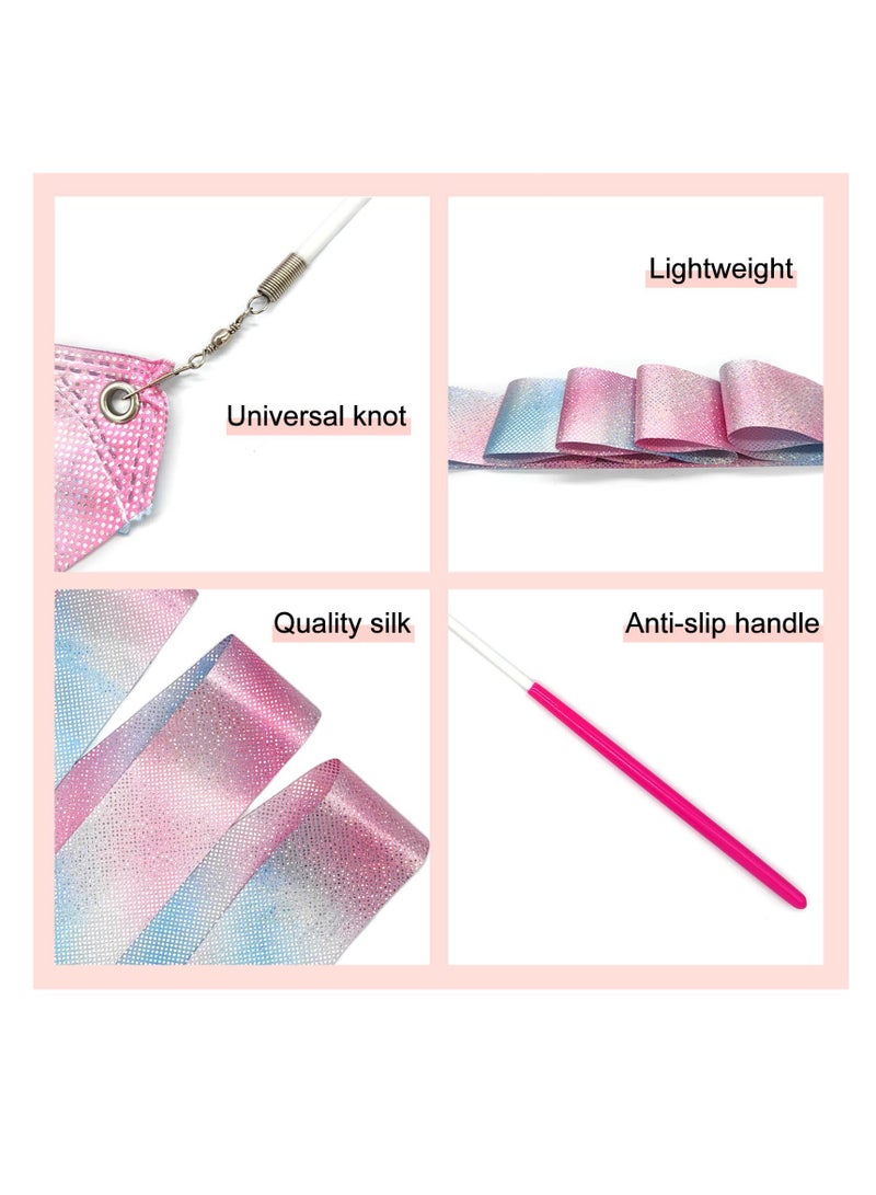 SUNSAR 2pcs Rhythmic Dance Ribbons, 200CM/78.7 Inch Gymnastics Ribbon Dancer Wand Dancing Ribbon Streamers for Kids, Fits Artistic Dancing Gymnastics, - Image 4