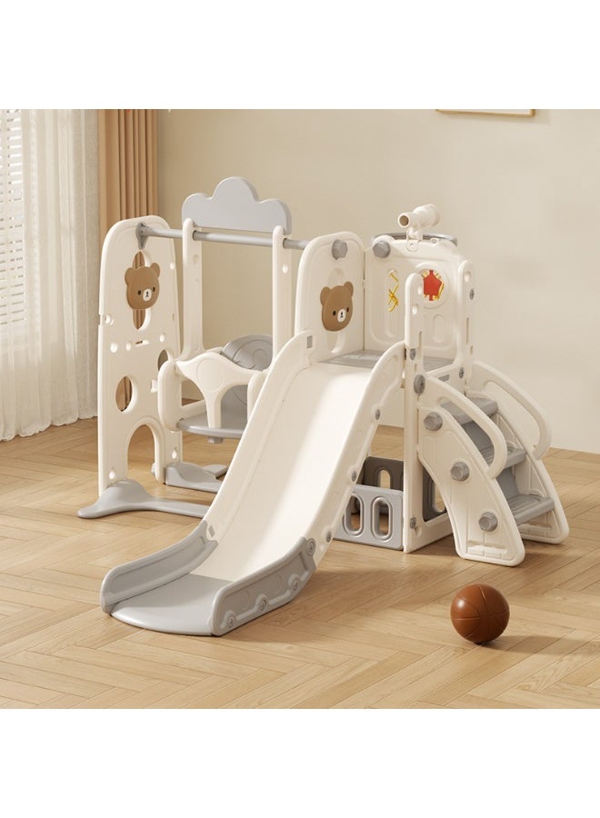 فول جوي مجموعة زحليقة وأرجوحة مع حلقة كرة سلة وسلم وتلسكوب  5*1 للأطفال،مجموعة ملعب داخلي وخارجي للأطفال الصغار،مجموعة ألعاب تسلق للأطفال - Image 1