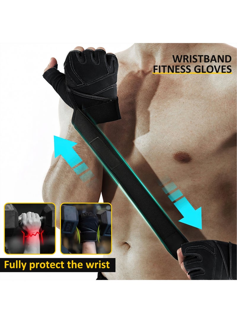 LEFAFA Gym Gloves, Workout Gloves with Wrist Wrap Support for Men and Women, Weight Lifting Gloves with Excellent Grip, Full Palm Protection for Weightlifting, Training, Fitness, Hanging, Pull ups  - Image 4