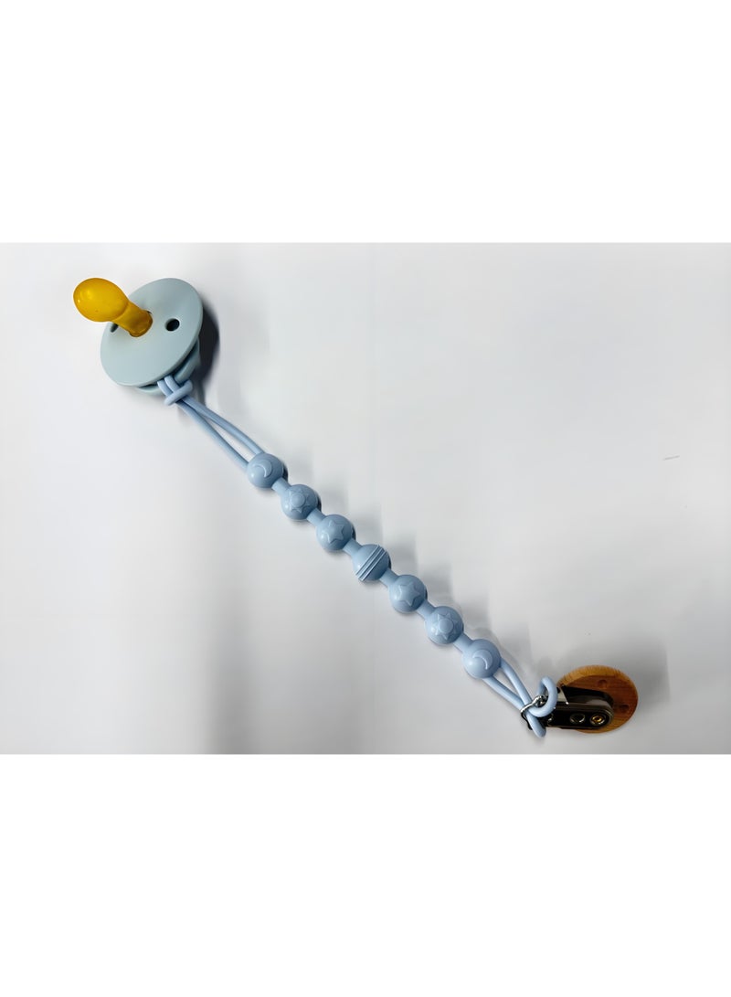 Lee Yon Natural Latex Pacifier With Pacifier Chain, Baby 0-6 Months (Blue) - Image 1