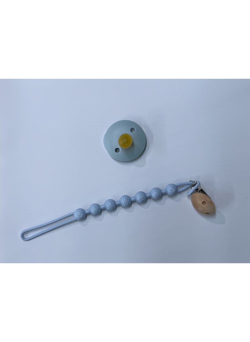 Lee Yon Natural Latex Pacifier With Pacifier Chain, Baby 0-6 Months (Blue) - Image 4