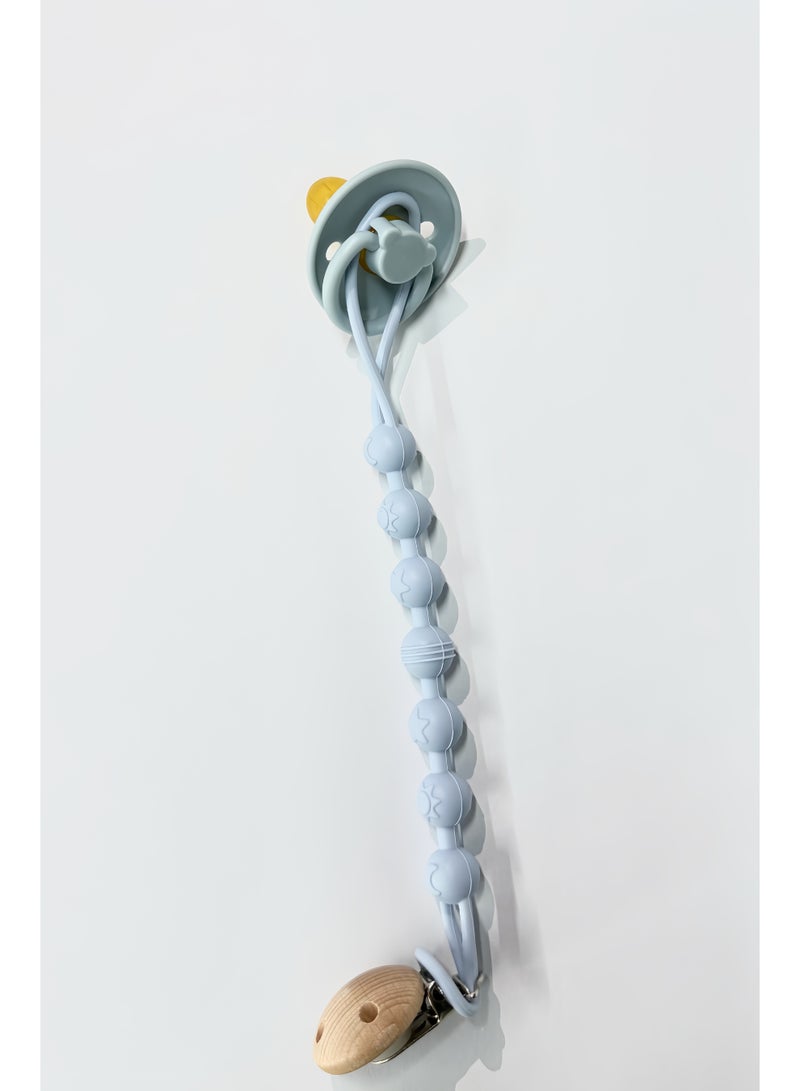 Lee Yon Natural Latex Pacifier With Pacifier Chain, Baby 0-6 Months (Blue) - Image 5