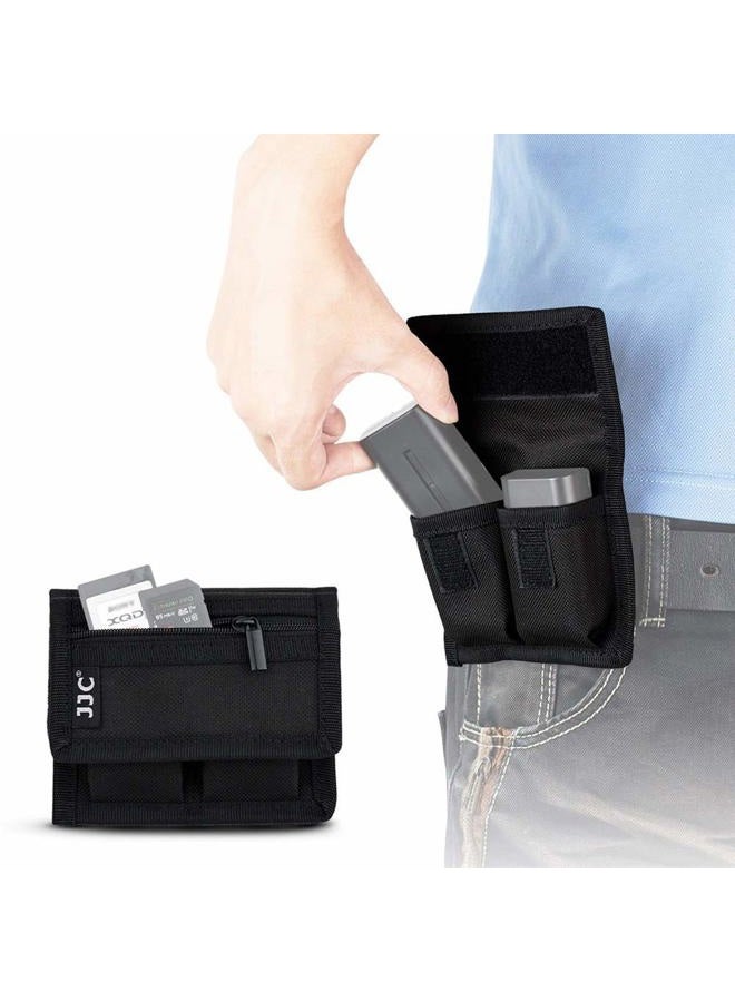 JJC Camera Battery Pouch Holder Case for 2 PCS Sony NP-F550 NP-FW50 NP-FZ100 NP-BX1 Canon LP-E6 LP-E8 LP-E10 LP-E12 LP-E17 Fuji NP-W126 Nikon EN-EL14 EN-EL15 with Zipped Pocket to Store SD TF XQD CF Cards  - Image 1