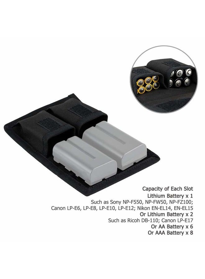JJC Camera Battery Pouch Holder Case for 2 PCS Sony NP-F550 NP-FW50 NP-FZ100 NP-BX1 Canon LP-E6 LP-E8 LP-E10 LP-E12 LP-E17 Fuji NP-W126 Nikon EN-EL14 EN-EL15 with Zipped Pocket to Store SD TF XQD CF Cards  - Image 3