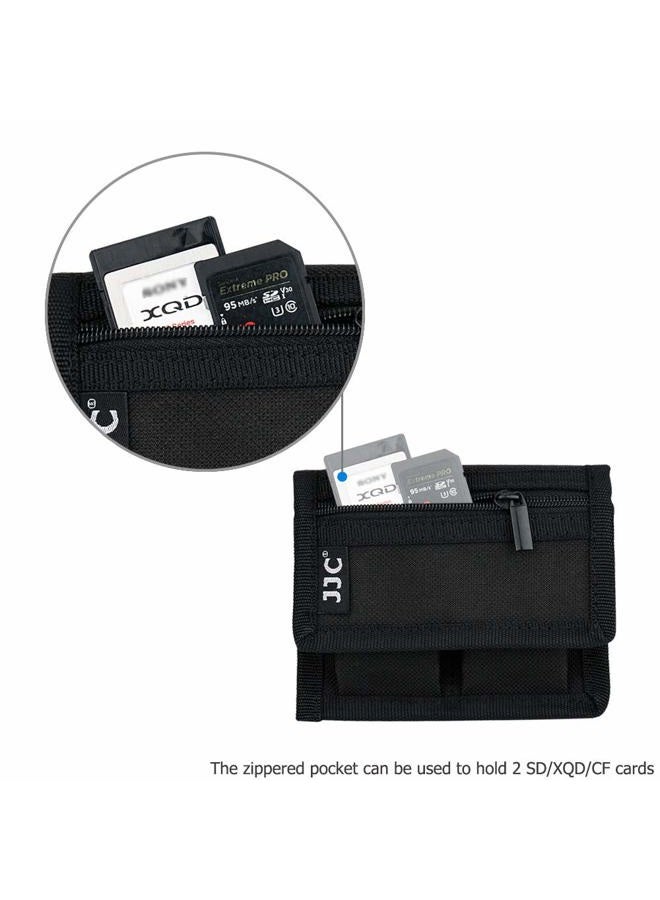 JJC Camera Battery Pouch Holder Case for 2 PCS Sony NP-F550 NP-FW50 NP-FZ100 NP-BX1 Canon LP-E6 LP-E8 LP-E10 LP-E12 LP-E17 Fuji NP-W126 Nikon EN-EL14 EN-EL15 with Zipped Pocket to Store SD TF XQD CF Cards  - Image 4