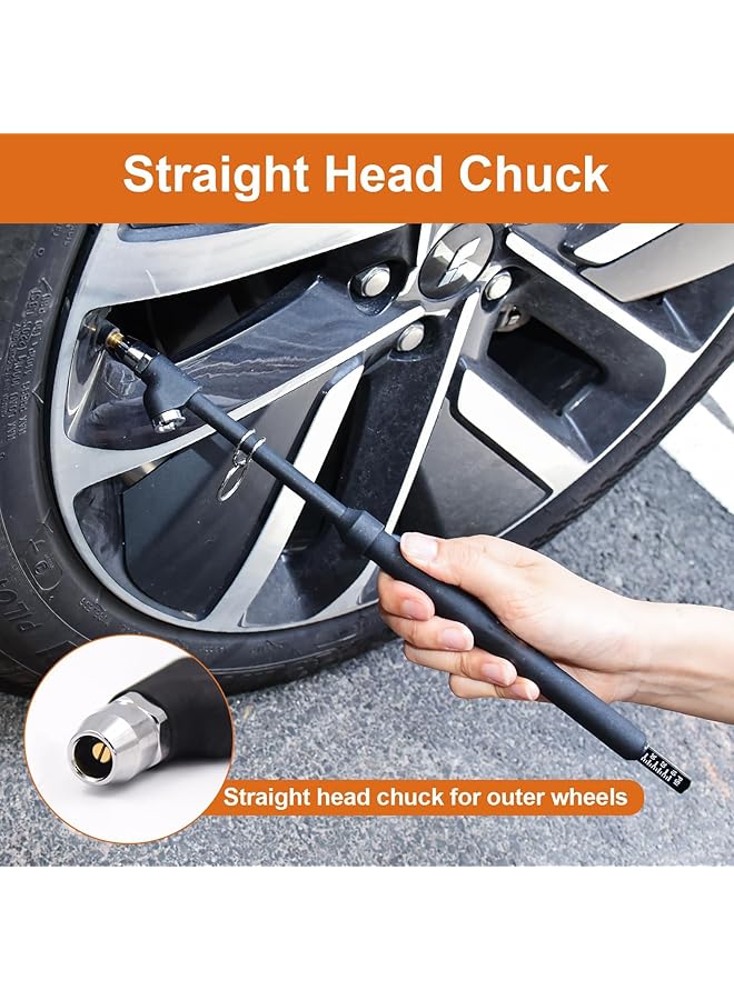 KASTWAVE Heavy Duty Tire Pressure Gauge, Straight-On Dual Head Air Pressure Gauge, 10-150Psi 100-1000Kpa Tire Air Gauge, Non-Slip Handle And Extended Tube For Semi Truck Car Rv Van（2 Pack） - Image 4