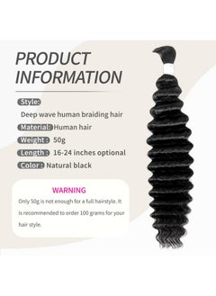 Deep Wave Bulk Human Hair For Braiding 1 Bundle 50G 22 Inch No Weft 10A Brazilian Virgin Curly Human Hair Extensions For Boho Braids Wet Wavy Human Braiding Hair (22",1B) - pzsku/Z8485D7D2961766B04D34Z/45/_/1733730313/3d419b68-97ac-4134-9692-f5a1547a9210