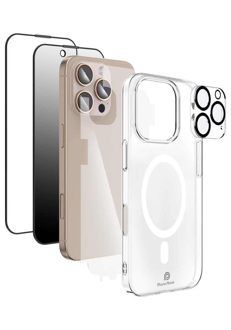 High Quality iPhone 16 Pro Max Screen Protector, Lens Protector and Phone Case 6 in 1 Package - Image 1