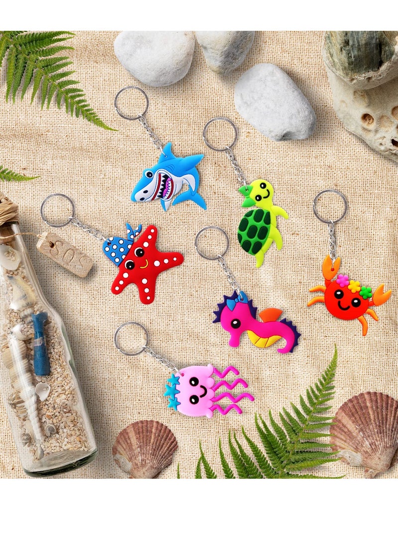 SYOSI 24pcs Cartoon Keychains, PVC Sea World Party Decoration Pendant, Sea Animal Keychains for Undersea Party Supplies, Kids Party Bag Fillers, School Carnival Rewards, Decorative School Bag Key Zipper - Image 4
