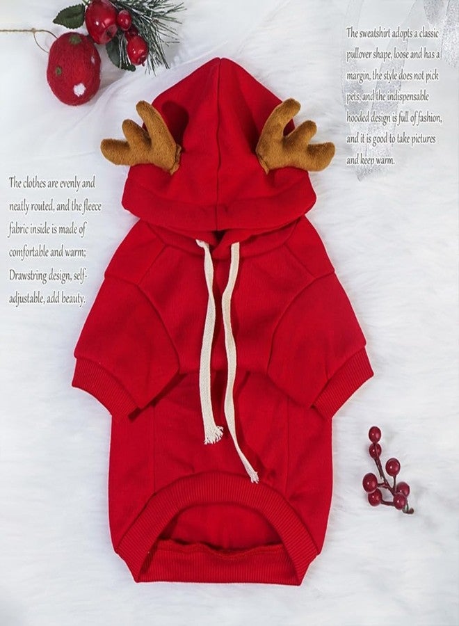 Maruomiki New Christmas Dog Hoodie Elk Pocket Sweater Small and Medium Pet Cat Red Clothes (Elk Pocket Sweater,S) - Image 4