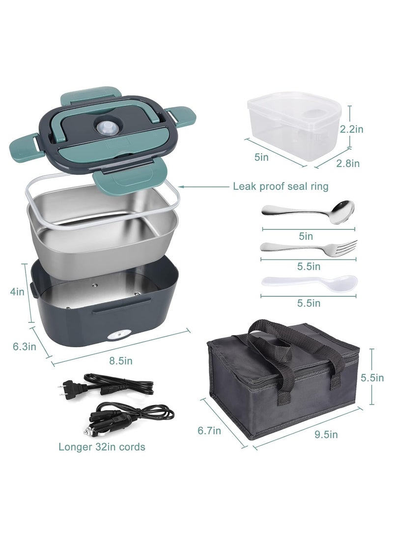 Generic 80W Electric Lunch Box, 3 in 1 Portable Food Warmer 12/24/110-230V Leakproof Thermal Lunch Box for Car/Truck/Office with SS Fork and Spoon and Bag  - Image 2