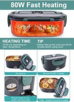 Generic 80W Electric Lunch Box, 3 in 1 Portable Food Warmer 12/24/110-230V Leakproof Thermal Lunch Box for Car/Truck/Office with SS Fork and Spoon and Bag  - Image 3