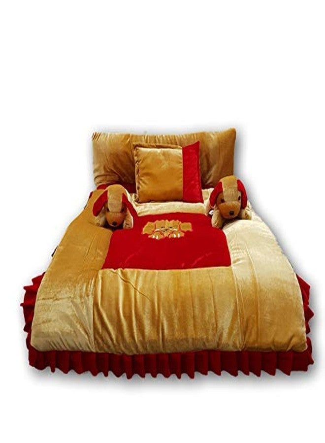 Pinks & Blues Smarty Full Sleeping Baby Bedding Set in Velvet with 2 Side Pillows in a Shape of Puppies (RED Camel) (0-48MONTHS) - Image 1