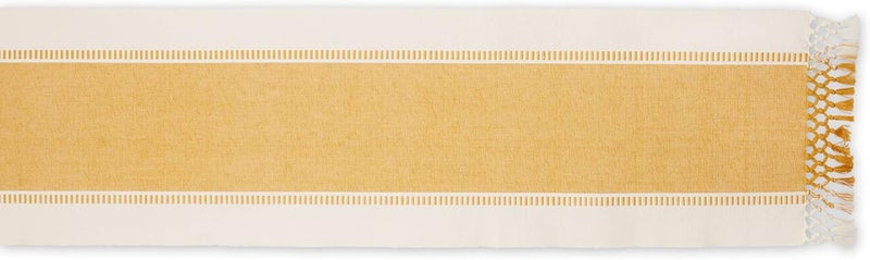 DII Dobby Stripe Woven Table Runner, 13x108 (13x113.5, Fringe Included), Honey Gold - Image 2