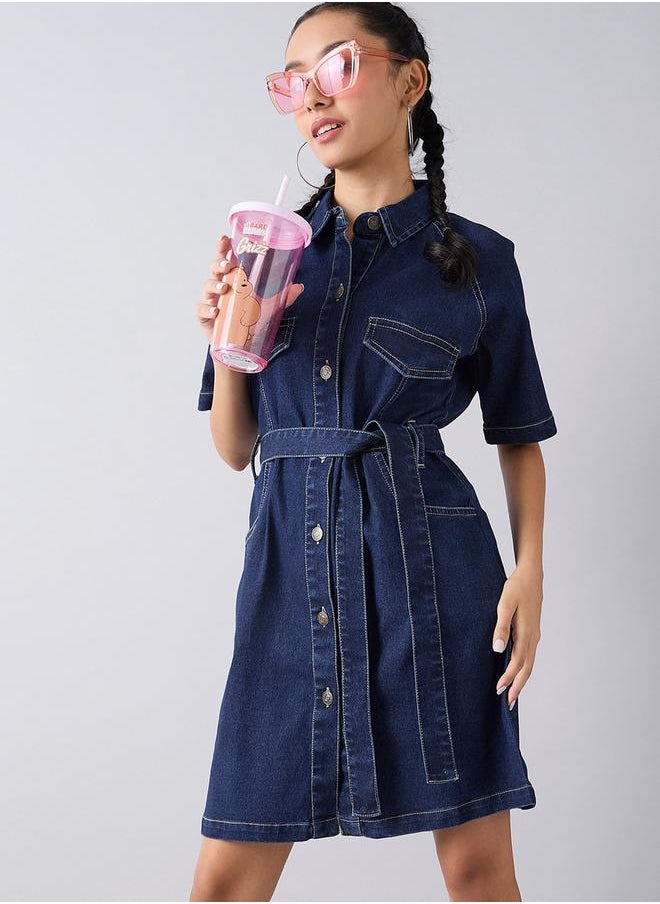 Acid Wash Denim Collared Shirt Dress with Tie Up Belt - pzsku/Z8485FE20C715BC498B09Z/45/_/1732386306/a27c1677-d467-435c-a97a-11de95de85a1