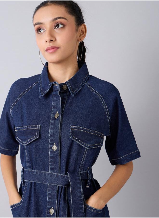 Acid Wash Denim Collared Shirt Dress with Tie Up Belt - pzsku/Z8485FE20C715BC498B09Z/45/_/1732386692/b60ada70-f24e-4762-bbd7-ae7d4ffffd62