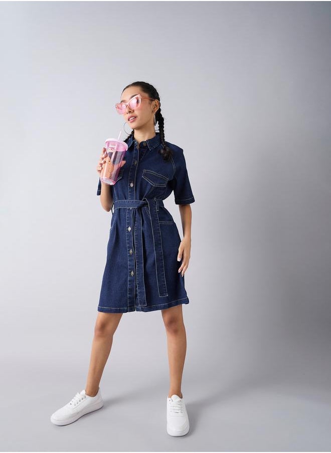 Acid Wash Denim Collared Shirt Dress with Tie Up Belt - pzsku/Z8485FE20C715BC498B09Z/45/_/1732386693/a04c8aee-fcac-418b-8d66-bfbeb10b186a