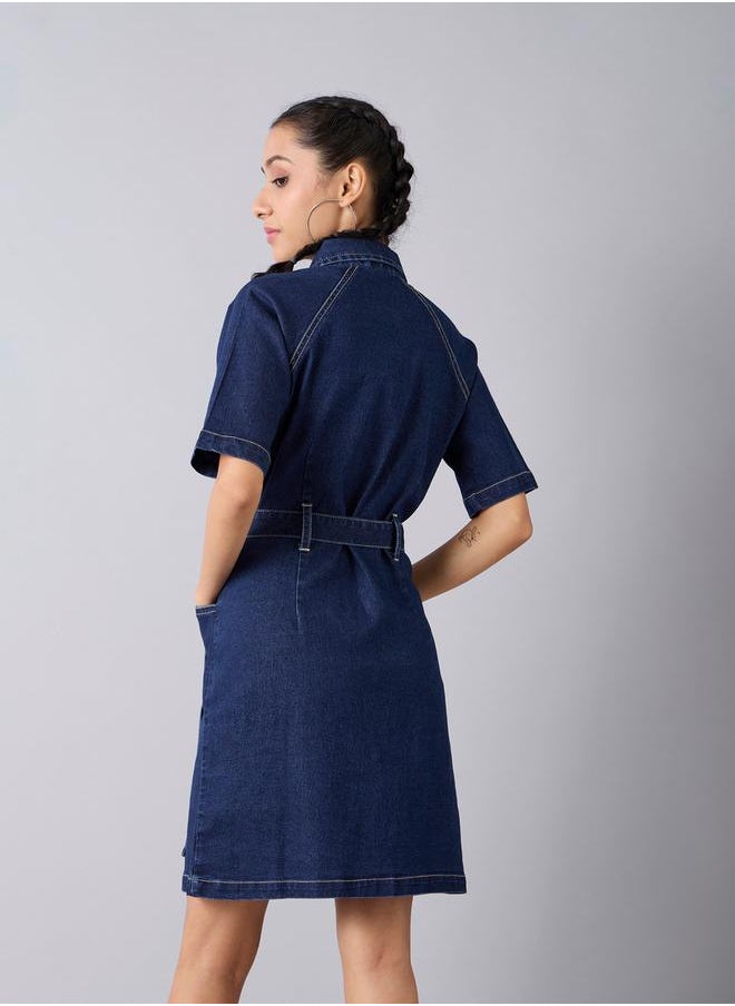 Acid Wash Denim Collared Shirt Dress with Tie Up Belt - pzsku/Z8485FE20C715BC498B09Z/45/_/1732386696/7ebb2997-398f-4c88-ae67-0a9b84591b9b