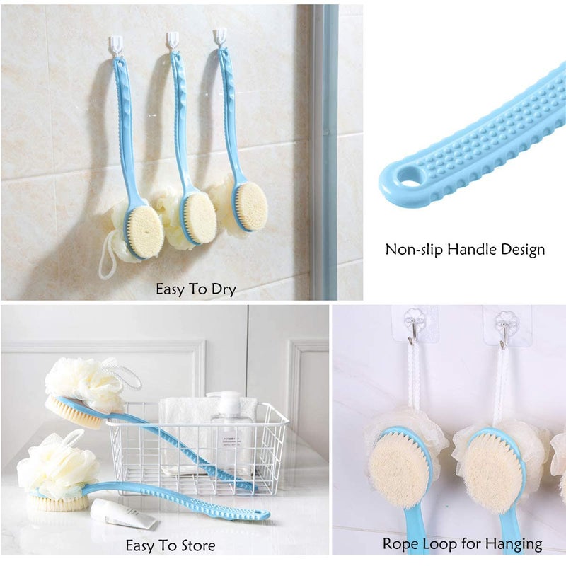 Avenn Avenn 2 IN 1 Back Body Bath Brush with Bristles and Loofah Back Scrubber with Curved Long Handled for Skin Exfoliating Bath Massage Bristles Suitable for Wet or Dry Men and Women MultiColor - Image 2