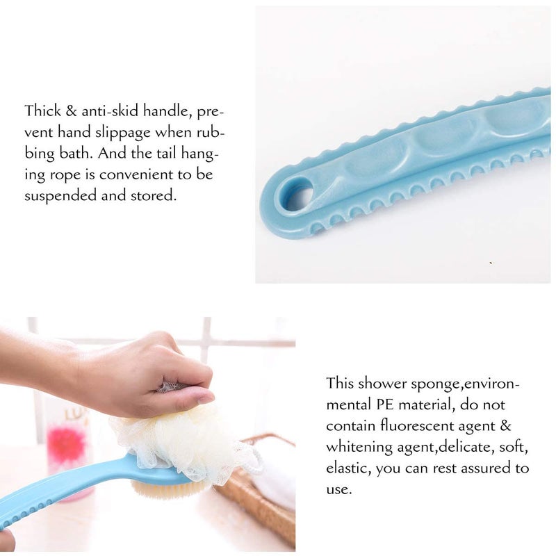 Avenn Avenn 2 IN 1 Back Body Bath Brush with Bristles and Loofah Back Scrubber with Curved Long Handled for Skin Exfoliating Bath Massage Bristles Suitable for Wet or Dry Men and Women MultiColor - Image 4