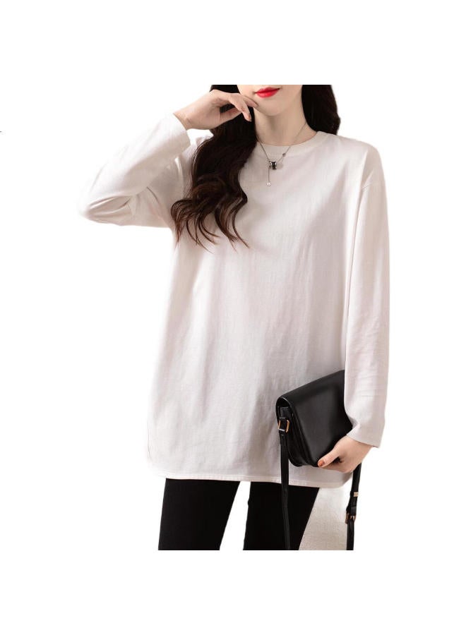 Dme Fashion Split Hem Women'S Basic Shirt Spring Autumn Loose Lazy Style Women'S T-Shirt Covering Hips Long Sleeve Tee Women - Image 1