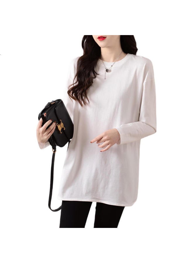 Dme Fashion Split Hem Women'S Basic Shirt Spring Autumn Loose Lazy Style Women'S T-Shirt Covering Hips Long Sleeve Tee Women - Image 3