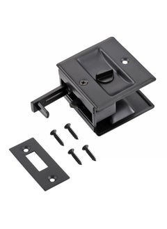 SYOSI Sliding Pocket Door Lock Hardware, Replace Old or Damaged Privacy Black Pull Handles Security Door Lock Latch Knob Safety Upgraded 2-3/4”x2-1/2”, for 1-3/8” Thickness Door  - Image 4