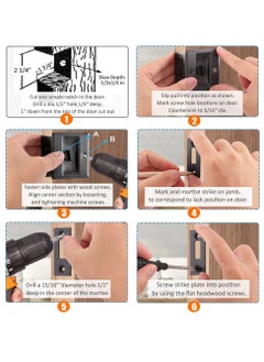 SYOSI Sliding Pocket Door Lock Hardware, Replace Old or Damaged Privacy Black Pull Handles Security Door Lock Latch Knob Safety Upgraded 2-3/4”x2-1/2”, for 1-3/8” Thickness Door  - Image 5