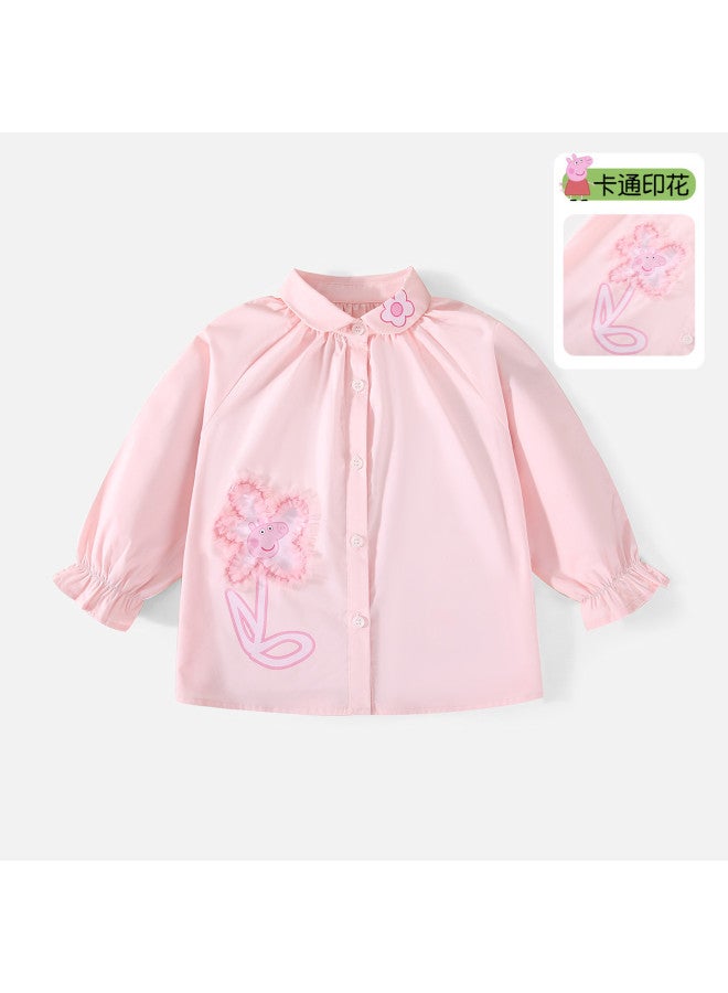 peppa Pig Spring Girls' Breathable Comfort Shirt With Adorable Lace Sleeves Baby Blouse - Image 2