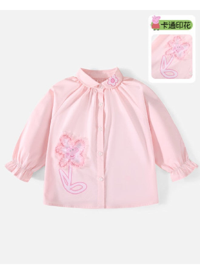 peppa Pig Spring Girls' Breathable Comfort Shirt With Adorable Lace Sleeves Baby Blouse - Image 1
