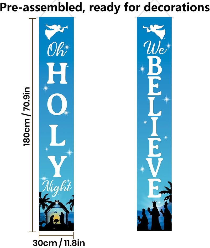 Labrostar Christmas Decorations Holy Night We Believe Banner Jesus Religious Xmas Porch Door Sign Welcome Banner for Wall Home Party Decor Indoor Outdoor - Image 5