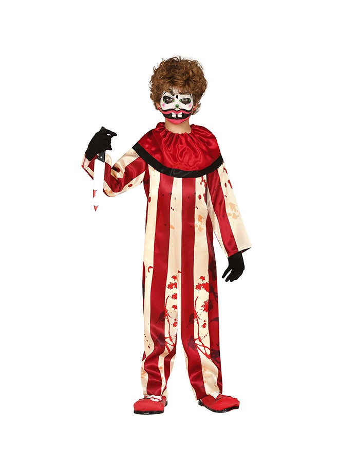 Fiestas Guirca Striped Clown Costume, 10-12 Years. Costume includes: Jumpsuit with Neckpiece 