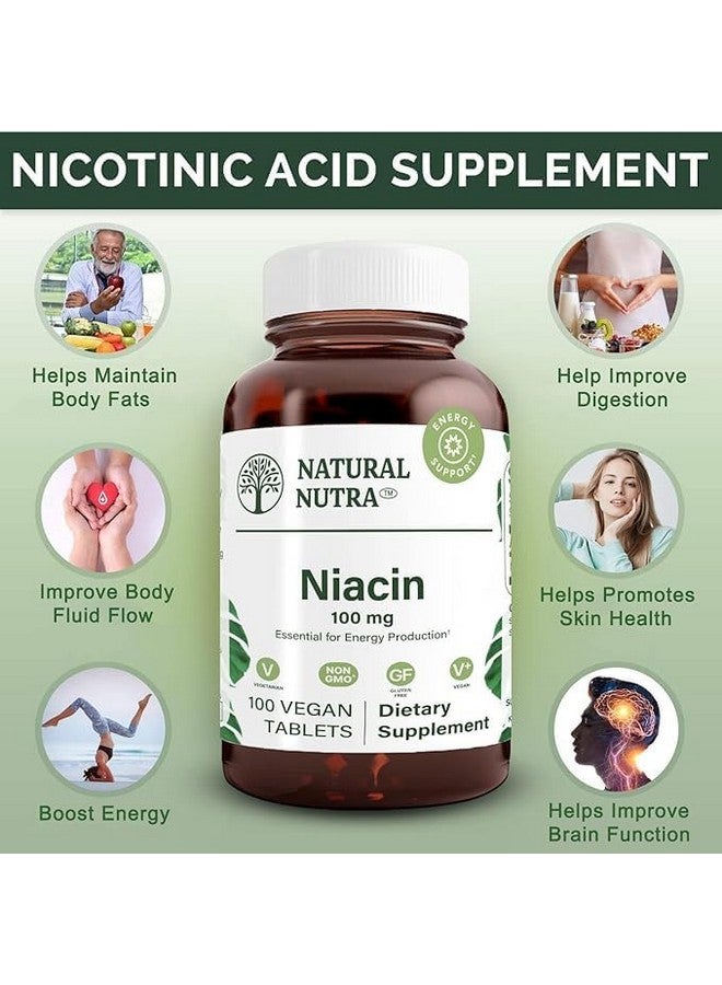Natural Nutra Niacin Supplement for Energy, Help Maintain Body Fats, Help Improve Digestion, Helps Promotes Skin Health, Boost Energy and Brain Function, Non-GMO, Gluten-Free, 100 mg, 100 Tablets - Image 3