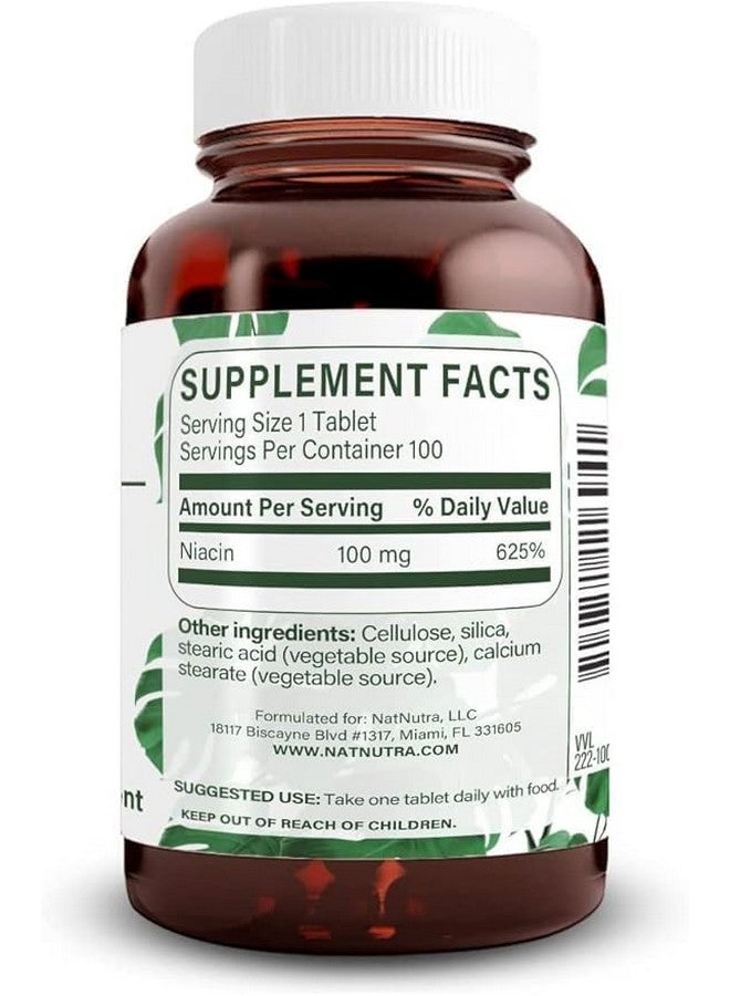 Natural Nutra Niacin Supplement for Energy, Help Maintain Body Fats, Help Improve Digestion, Helps Promotes Skin Health, Boost Energy and Brain Function, Non-GMO, Gluten-Free, 100 mg, 100 Tablets - Image 2