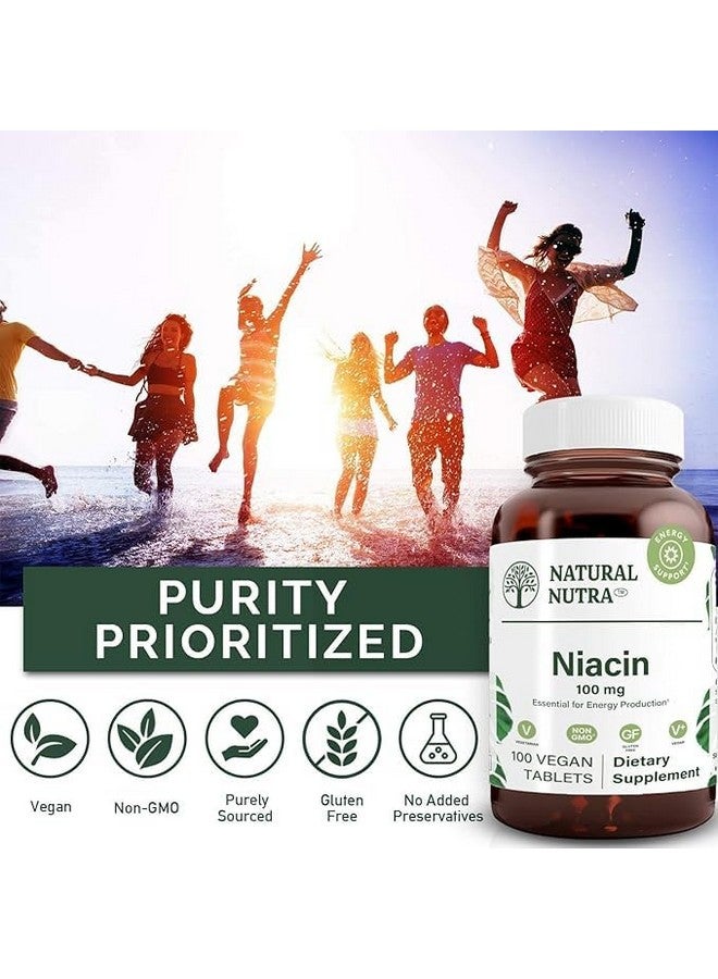 Natural Nutra Niacin Supplement for Energy, Help Maintain Body Fats, Help Improve Digestion, Helps Promotes Skin Health, Boost Energy and Brain Function, Non-GMO, Gluten-Free, 100 mg, 100 Tablets - Image 4