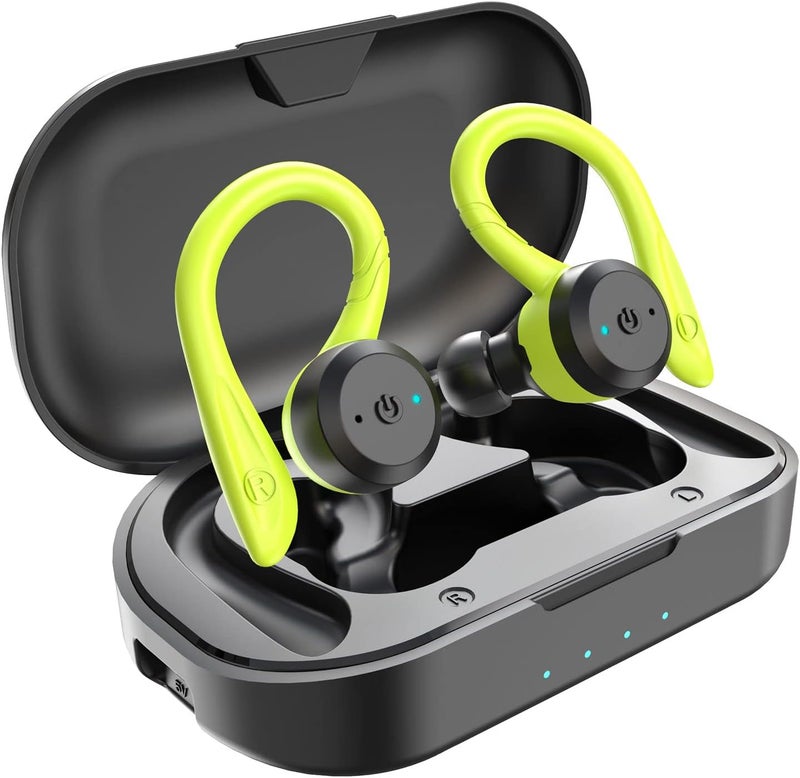 APEKX Bluetooth Headphones True Wireless Earbuds with Charging Case IPX7 Waterproof Stereo Sound Earphones Built-in Mic in-Ear Headsets Deep Bass for Sport Running Green - Image 1