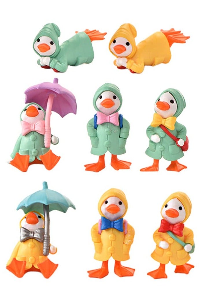 KASTWAVE Miniature Glass Ornaments 8pcs Duck Figurines Miniature Duck Figure Statue Collection Birthday Topper Cake Decoration Accessories Miniature Glass Animals - Image 1