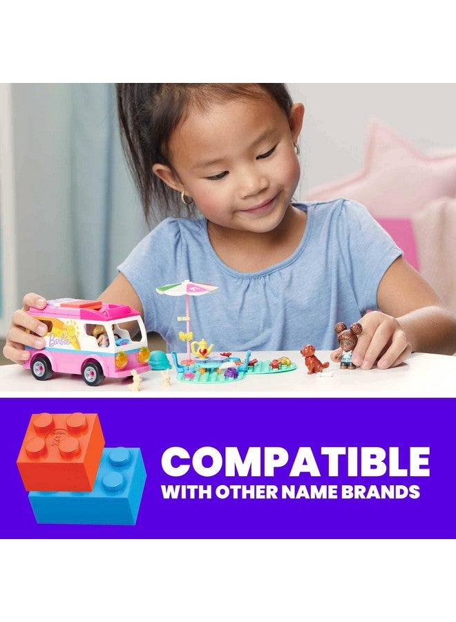 Mega Brands MEGA Construx Barbie Kids Building Toy Set, Adventure DreamCamper with 123 Pieces, 2 Micro-Dolls, Furniture and Accessories, Pink, Ages 5+ Years - Image 3