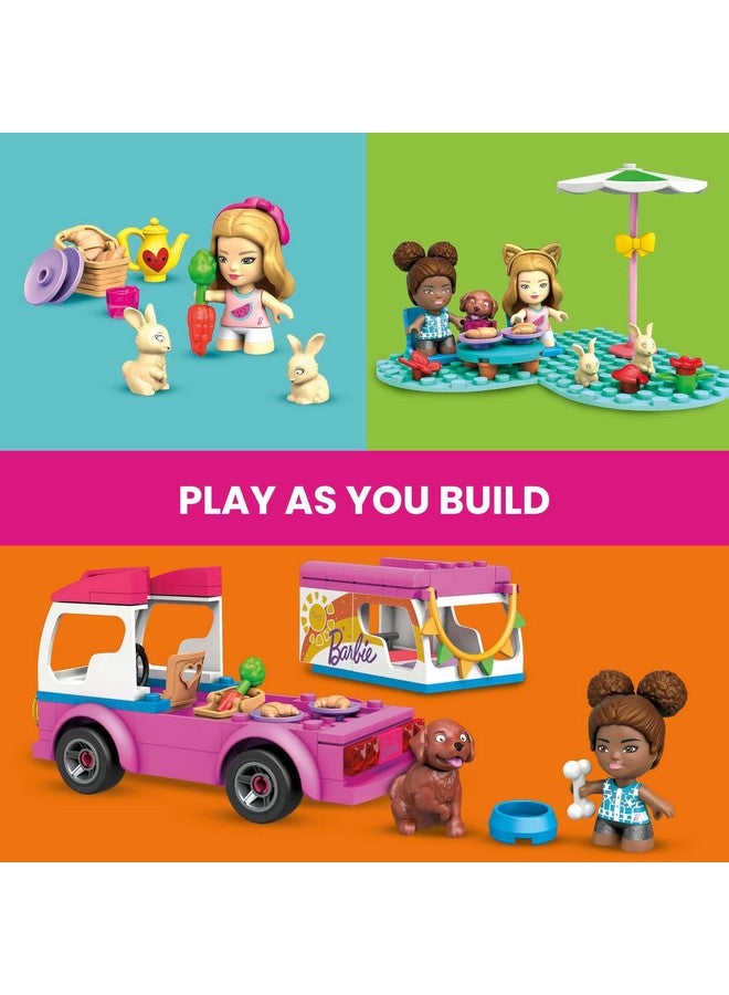 Mega Brands MEGA Construx Barbie Kids Building Toy Set, Adventure DreamCamper with 123 Pieces, 2 Micro-Dolls, Furniture and Accessories, Pink, Ages 5+ Years - Image 4