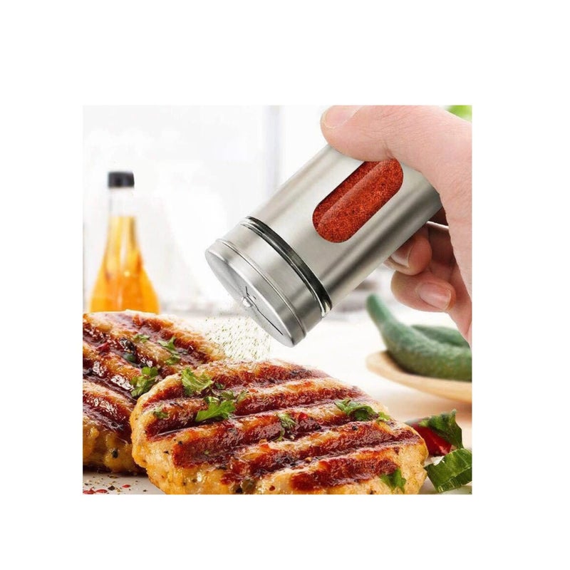 Barakah Salt and Pepper Shakers Set 3.3oz Portable ,Stainless Steel Spice Shakers Seasoning Container for Home 4 Pcs Set with Rotating Lids Spice Jars Shaker Seasoning Cans Set of 4 (4PCS) - Image 3