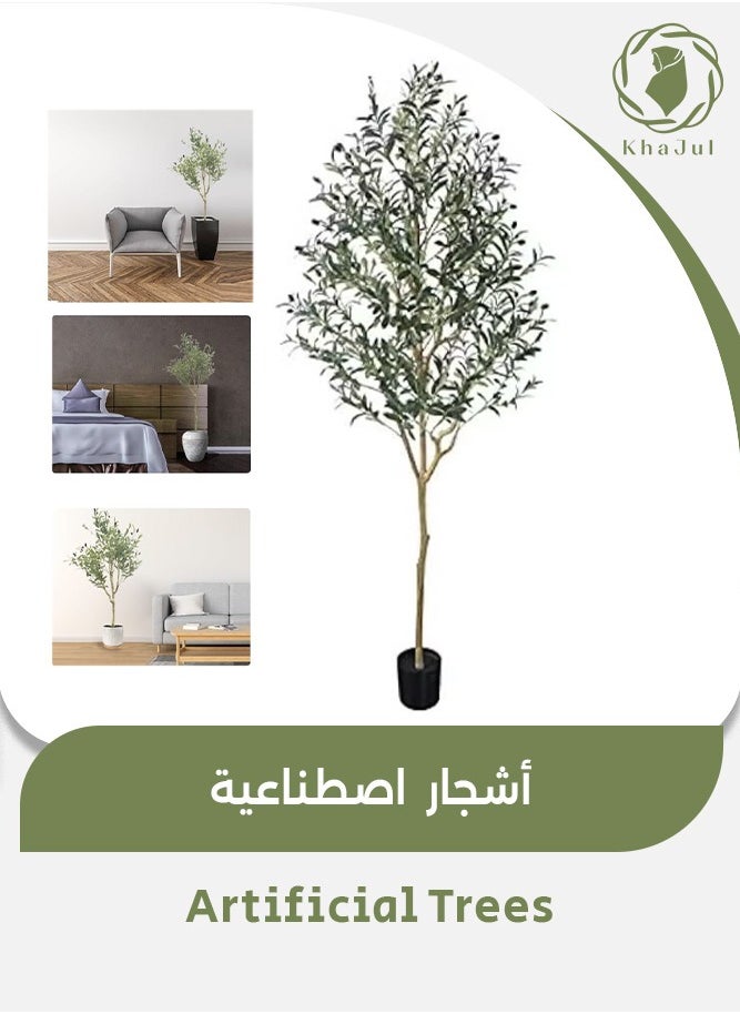 KHAJUL 150CM Artificial Olive Tree with Planter Large Faux Branches and Olive for Modern Home, Office, Living Room, Floor Decor Indoor  - Image 1