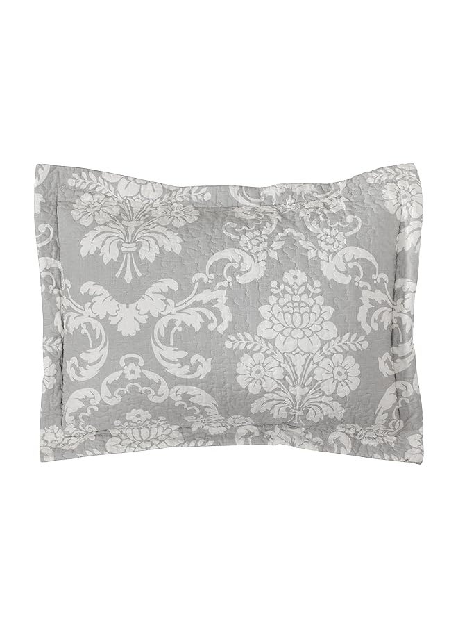 LAURA ASHLEY - Quilt Set Cotton Reversible Bedding With Matching Shams Lightweight Home Decor Ideal For All Seasons Twin Venetia Gray - Image 1