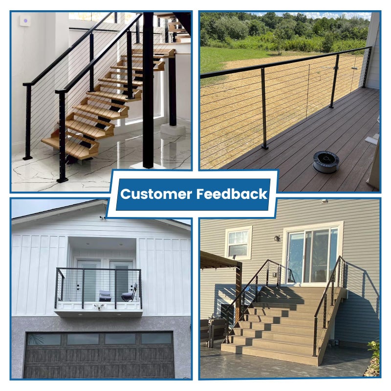 Muzata 300 قدم 1/8 بوصة كابل أسود من الفولاذ المقاوم للصدأ T316 حبل سلكي للداخل والخارج، طقم درابزين كابل أسود للدرج، سياج سلكي لسطح الدرج، 7 × 7 ستراند DIY معلق بالدرابزين Wr19 Wp1 - Image 5