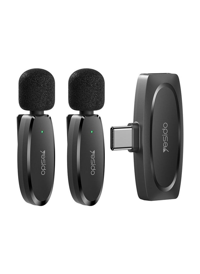 Yesido - LAVALIER MIC KR13 Noise AI Reduction Best Microphone For Vlogers Black - Image 1