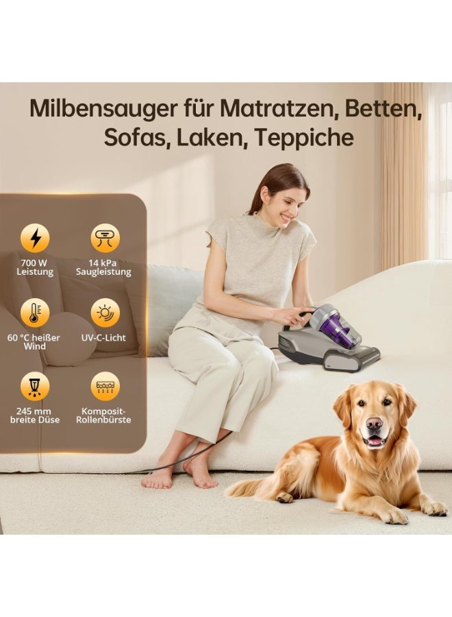 Jimmy Jv35 Mattress Vacuum Cleaner,700W Anti Dust Mite Bed Vacuum Cleaner With Uv Light Sterilization,14 Kpa Suction Power Corded Handheld Vacuum With Hepa Filter For Bed,Sofa,Pillows And More,Purple - Image 5